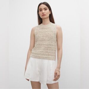 Club Monaco Oatmeal Cotton Blend Mix Texture Knit Tank Top Beach Coastal Grandma